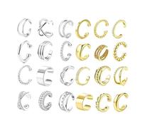 SQOYEI 9/12/18/24 Pezzi Cartilagine Fake Piercing Ear Cuff Regolabile, Portatile Orecchini a Clip per Riunioni Di Famiglia, Viaggio Orecchini Senza Buco(Set B 24PCS)