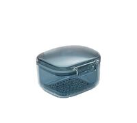 SQOYEI Adulti Guarnizione Porta Apparecchio Denti Portatile contenitori per Dentiere per L'ammollo, Porta Bite Dentale per Il Viaggio Completo con Cestello di Scarico(Blu)
