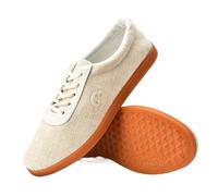 SQOYEI Antiscivolo Suola In Tendine Bovino Tai Chi Scarpe Uomo per Anziani, Adolescenti Traspiranti Scarpe da Taekwondo Danza, Corsa Ammortizzate(Beige,37 EU)