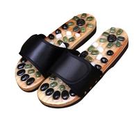 SQOYEI Fatto a Mano Scarpe da Massaggio Ciottolo Pantofole per Digitopressione per La Fascite Plantare, Regolabile Pantofole per Massaggio Antiscivolo(Black,37-38EU_JADE MAGNETS)