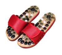 SQOYEI Fatto a Mano Scarpe da Massaggio Ciottolo Pantofole per Digitopressione per La Fascite Plantare, Regolabile Pantofole per Massaggio Antiscivolo(Red,35-36EU_JADE MAGNETS)