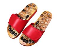 SQOYEI Fatto a Mano Scarpe da Massaggio Ciottolo Pantofole per Digitopressione per La Fascite Plantare, Regolabile Pantofole per Massaggio Antiscivolo(Red,39-40EU_PEBBLES)