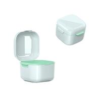 SQOYEI Multifunzionale Porta Bite Dentale Portatile Porta Apparecchio Denti con Coperchio, a Prova di perdite con Cestello di Scarico per Protesi Totali(Bianca)