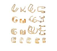 SQOYEI Nuovo Stile Creatività Ear Cuff per La Damigella D'onore Durevole Cartilagine Orecchini Senza Buco per Lo Spettacolo, Festa Orecchini a Clip(Set D 17pcs)