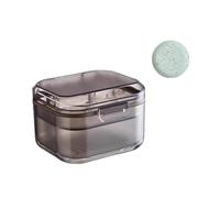 SQOYEI Pc Porta Apparecchio Denti Design a 3 Strati con Cestello di Scarico, Portatile Porta Bite Dentale, Contenitore per L'ammollo Della Dentiera(Nero,B)