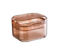 SQOYEI Pc Porta Apparecchio Denti Design a 3 Strati con Cestello di Scarico, Portatile Porta Bite Dentale, Contenitore per L'ammollo Della Dentiera(Arancia,A)