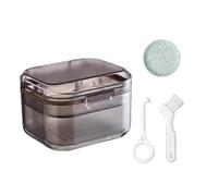 SQOYEI Pc Porta Apparecchio Denti Design a 3 Strati con Cestello di Scarico, Portatile Porta Bite Dentale, Contenitore per L'ammollo Della Dentiera(Nero,D)