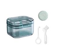 SQOYEI Pc Porta Apparecchio Denti Design a 3 Strati con Cestello di Scarico, Portatile Porta Bite Dentale, Contenitore per L'ammollo Della Dentiera(Blu,D)