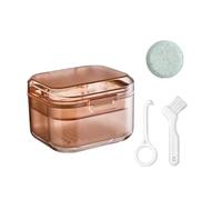 SQOYEI Pc Porta Apparecchio Denti Design a 3 Strati con Cestello di Scarico, Portatile Porta Bite Dentale, Contenitore per L'ammollo Della Dentiera(Arancia,D)