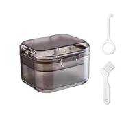 SQOYEI Pc Porta Apparecchio Denti Design a 3 Strati con Cestello di Scarico, Portatile Porta Bite Dentale, Contenitore per L'ammollo Della Dentiera(Nero,C)