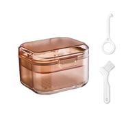 SQOYEI Pc Porta Apparecchio Denti Design a 3 Strati con Cestello di Scarico, Portatile Porta Bite Dentale, Contenitore per L'ammollo Della Dentiera(Arancia,C)