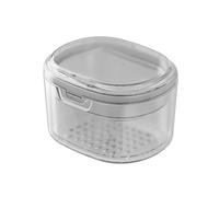 SQOYEI Portatile Porta Apparecchio Denti per L'immersione Delle Dentiere, Doppio Strato Porta Bite Dentale con Cestello di Scarico Custodia per Protesi Totale Bagno(Bianca)