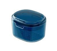 SQOYEI Portatile Porta Apparecchio Denti per L'immersione Delle Dentiere, Doppio Strato Porta Bite Dentale con Cestello di Scarico Custodia per Protesi Totale Bagno(Blu)