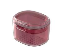 SQOYEI Portatile Porta Apparecchio Denti per L'immersione Delle Dentiere, Doppio Strato Porta Bite Dentale con Cestello di Scarico Custodia per Protesi Totale Bagno(Pink)