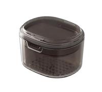 SQOYEI Portatile Porta Apparecchio Denti per L'immersione Delle Dentiere, Doppio Strato Porta Bite Dentale con Cestello di Scarico Custodia per Protesi Totale Bagno(Nero)