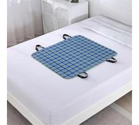 SQOYEI Traversa Impermeabile con Maniglie Rinforzate, Riutilizzabili Traverse Letto Anziani per Hotel, Dormitori Telo Impermeabile Letto(80x90cm,Blue D)