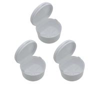 SQOYEI Ventilazione Porta Apparecchio Denti per Protesi Totali Porta Bite Dentale con Cestello di Scarico, Portatile per Apparecchi Ortodontici Trasparenti Viaggio(3 Pcs,Bianca)