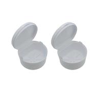 SQOYEI Ventilazione Porta Apparecchio Denti per Protesi Totali Porta Bite Dentale con Cestello di Scarico, Portatile per Apparecchi Ortodontici Trasparenti Viaggio(2 Pcs,Bianca)