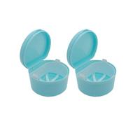 SQOYEI Ventilazione Porta Apparecchio Denti per Protesi Totali Porta Bite Dentale con Cestello di Scarico, Portatile per Apparecchi Ortodontici Trasparenti Viaggio(2 Pcs,Light Blue)