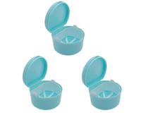 SQOYEI Ventilazione Porta Apparecchio Denti per Protesi Totali Porta Bite Dentale con Cestello di Scarico, Portatile per Apparecchi Ortodontici Trasparenti Viaggio(3 Pcs,Light Blue)