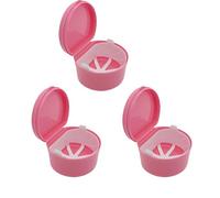SQOYEI Ventilazione Porta Apparecchio Denti per Protesi Totali Porta Bite Dentale con Cestello di Scarico, Portatile per Apparecchi Ortodontici Trasparenti Viaggio(3 Pcs,Pink)