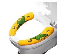 SQQCREATO Copri Sedile WC Coprisedili Adesivi for WC 2 Pezzi/Set | Cuscino impermeabile riutilizzabile lavabile universale(Yellow Dinosaur-M)