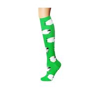 SQQCREATO Gambaletti Compressione Graduata Donna Calze a Compressione Divertenti da Uomo e Donna, Calze a Alte Fino al Ginocchio, Sportive Corsa(Green,L-XL)