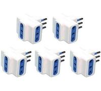 SQUADO Adattatore Tripla Spina, 5 Pezzi, Presa Bipasso 16A/10A + Presa Universale, Bianco e Blu