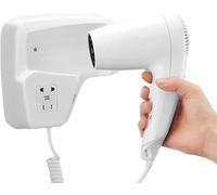 SQUADO Asciugacapelli Da Parete, Phono da Parete Muro con Presa di Corrente Per Bagno Albergo Hotel Spogliatoio Da 1300W BIANCO