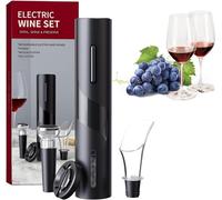 SQUADO - Cavatappi Elettrico per Vino, Apribottiglie Elettrico Professionale, Cavatappi Vino con Tagliapasta Stagnola Tappo Vino Sottovuoto Versatore di Vino Regalo per Gli Amanti del Vino