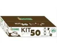SQUADO ECORE Kit Caffè 150 Pezzi, 50 Bicchierini, 50 Bustine di Zucchero, 50 Palettine, BIO