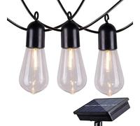 SQUADO Ghirlanda solare con 10 lampadine multicolore, 10 metri, telecomando, Lampadine Sospese Dimmerabili Infrangibili Luci Decorative LED Patio