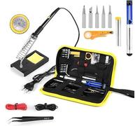SQUADO Kit Saldatore a Stagno 15 in 1, 60W con Temperatura Regolabile 200℃-480℃, Interruttore ON/OFF, 5 Punte per Saldatore, per Manutenzione Domestica