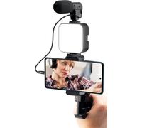 SQUADO Kit Vlogging Professionale, Treppiede con Supporto Smartphone, Luce Video LED, Microfono, Telecomando Bluetooth per TikTok e Streaming