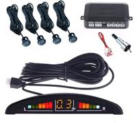 SQUADO Sensori Parcheggio Auto, Kit 4 Sensori Di Parcheggio Con Display Suono Led Led Acustico Verniciabili, Nero