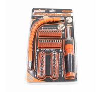 SQUADO Set Cacciavite 43 Pezzi, Manico Flessibile 300mm, Punte in Cromo Vanadio, con Bussole da 1/4 pollice