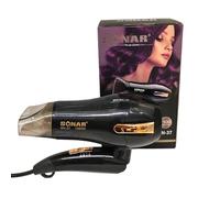 SQUADO Sonar SN-37 Asciugacapelli Portatile da Viaggio, 1500W, 3 livelli di temperatura, Pieghevole, Nero