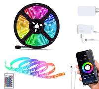 SQUADO Striscia LED CON Comando APP RGB 1Mt 16 Con Colori Controllabili da Remoto Da Telecomando e da App per smartphone