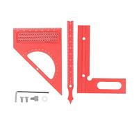 Squadra angolare regolabile 3D |Goniometro multifunzionale per falegnameria, ingegneria e bricolage |Lega di alluminio con puntatore semicircolare, misurazione da 0 a 180° (Red)