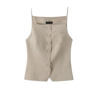 Squadra Collare Vestito Gilet Per Le Donne Accoppiato Vest Collection Top Office Lady, cachi, M