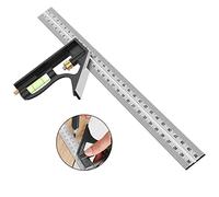 Squadra Combinata Regolabile, Utensili da Carpenteria Quadrati Combinati in Acciaio Inossidabile da 12 '/300 mm, Righello da 45/90 Gradi con Livella a Bolla.