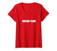 Squadra da Sogno Maglietta con Collo a V, Donna, Rosso, XXL