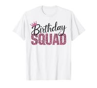 Squadra di compleanno abbinata rosa leopardo stampa animalier Crew Girls Maglietta