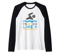 Squadra di Nuoto Pratica Come Un Nuotatore Campione Maglia con Maniche Raglan
