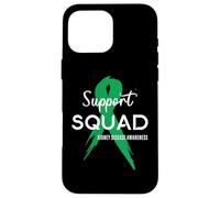 Squadra di supporto del nastro verde per la consapevolezza delle malattie renali Custodia per iPhone 16 Pro Max