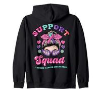 Squadra di Supporto per Il Cancro alla tiroide Messy Bun Felpa con Cappuccio