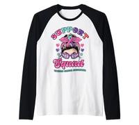 Squadra di Supporto per Il Cancro alla tiroide Messy Bun Maglia con Maniche Raglan