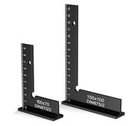 Squadra Falegname, 2 Pezzi Falso Squadra Carpentiere In Alluminio con Scala Di Misura Strumento Precisione Angolo Retto per Macchine Laboratorio E Lavorazione Del Legno, 150x100mm E 100x70mm