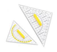 Squadra geometrica con manico, grande e piccolo, 22,6 cm, 15,7 cm, set geometrico trasparente per disegno, cartografia, modellazione, triangoli geometrici con impugnatura per disegno tecnico, misura