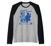 Squadra Vintage Sesame Street Cookie Monster Athletics Champion Maglia con Maniche Raglan